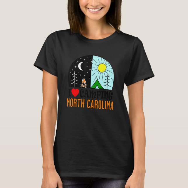 T-shirt I Love Camping Caroline du Nord Amérique En Plein  (Devant)