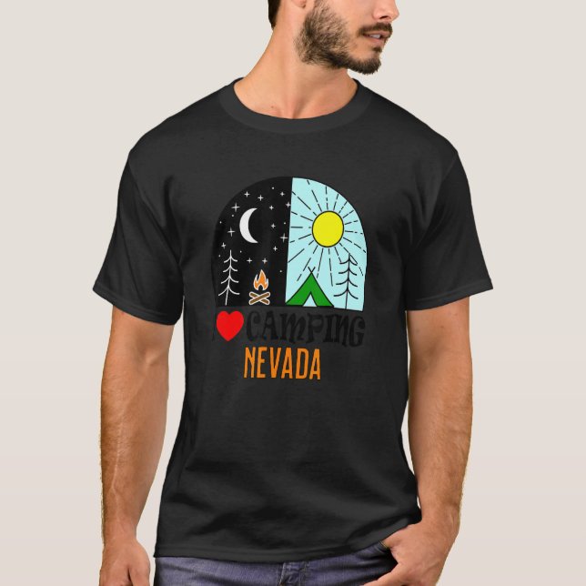 T-shirt I Love Camping Nevada America Outdoors Nature Hiki (Devant)