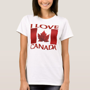 T-shirt I Love Canada Chemise Drapeau Féminine Can