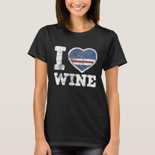 T-shirt I Love Cap Verdienne Vin Cabo Verde Coeur Drapeau