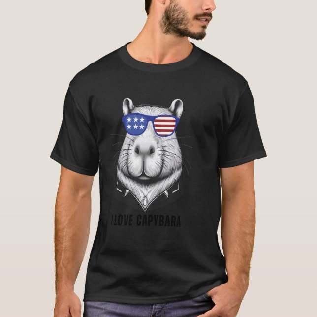 T-shirt I Love Capybara Graphic Tee Capybara Porter Ameri (Devant)