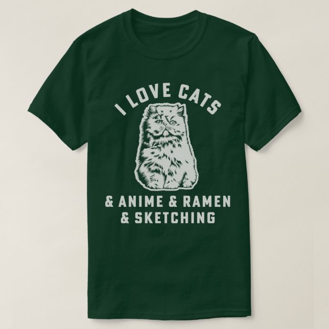 T-shirt I Love Cats Ramen Sketching Cat Maman Fille (Design devant)
