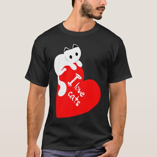 T-shirt I Love Chats chat chatons animaux amis coeur (Devant)