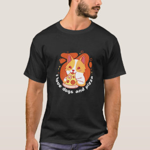 T-shirt I Love Chiens & Pizza Pizzeria Calzone Puppy Corgi