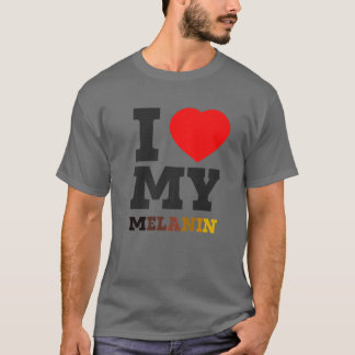 T-shirt I Love (Coeur) My Melanin Black History Moth Afro