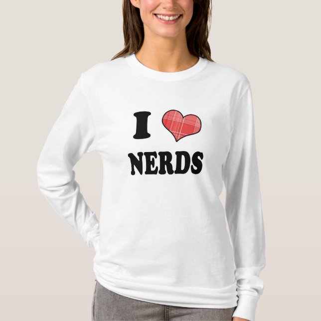 T-shirt I Love (Coeur Plaid) Nerds (Devant)