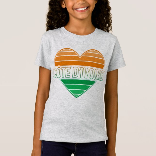 T-Shirt I Love Côte d'Ivoire, Côte d'Ivoire Coeur (Devant)