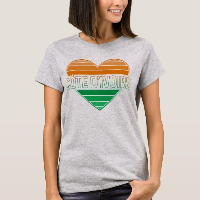 T-shirt I Love Côte d'Ivoire, Côte d'Ivoire Coeur (Devant)