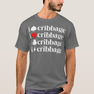 T-shirt I Love Cribbage Chemise Femmes Jeu Joueur Carte Mo