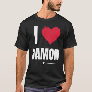 T-shirt I Love DAMON Prénom Red Heart Funny Personaliz