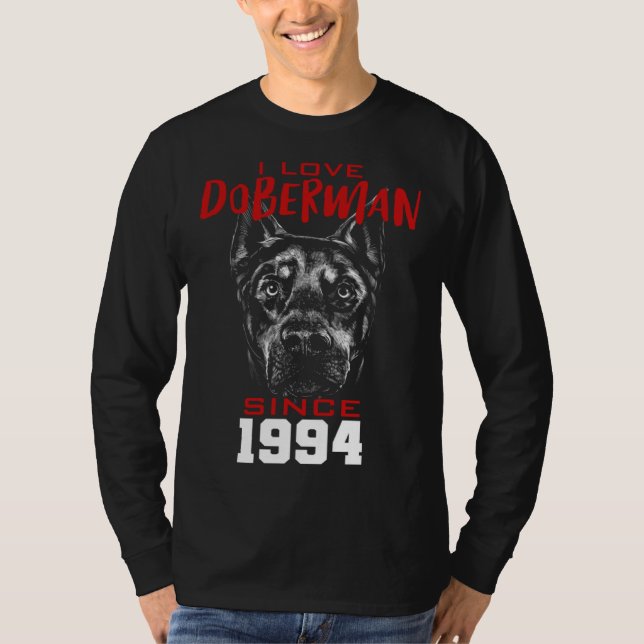 T-shirt I love doberman since 1994 (Devant)
