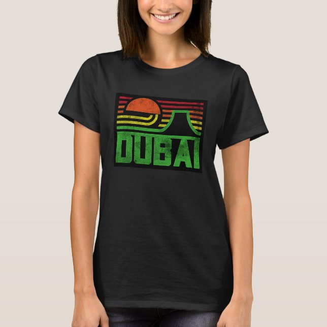 T-shirt I Love Dubai Cool Retro Dubai Sunset Illustration  (Devant)