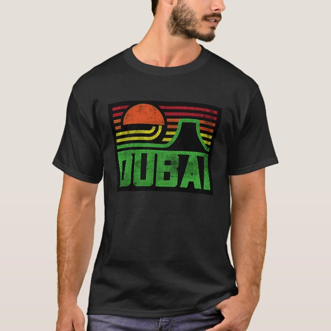 T-shirt I Love Dubai Cool Retro Dubai Sunset Illustration  (Devant)