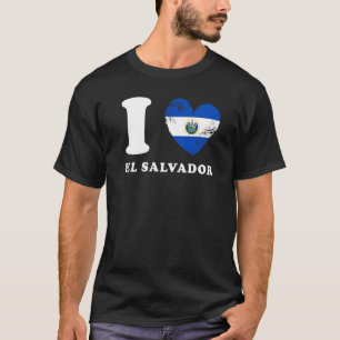 T-shirt I Love El Salvador Heart Flag El Salvador