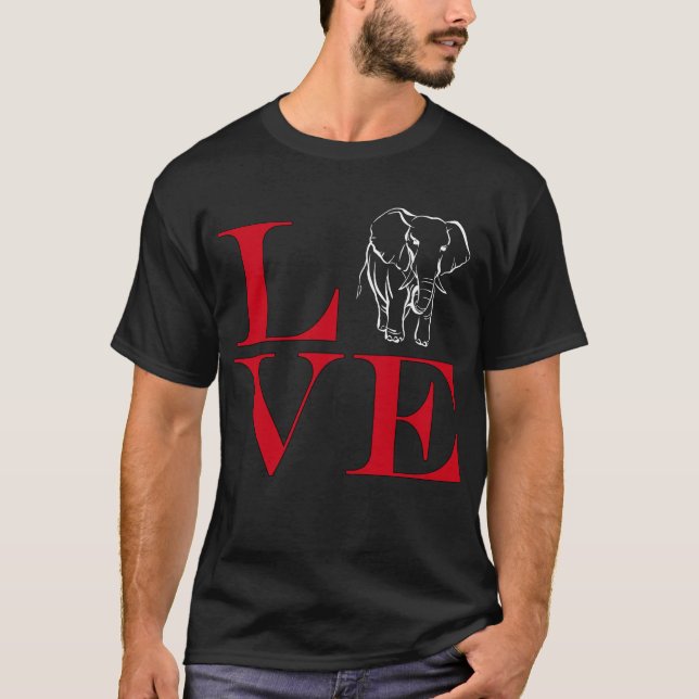 T-shirt I Love Elephants - Tee de couleur foncée (Devant)
