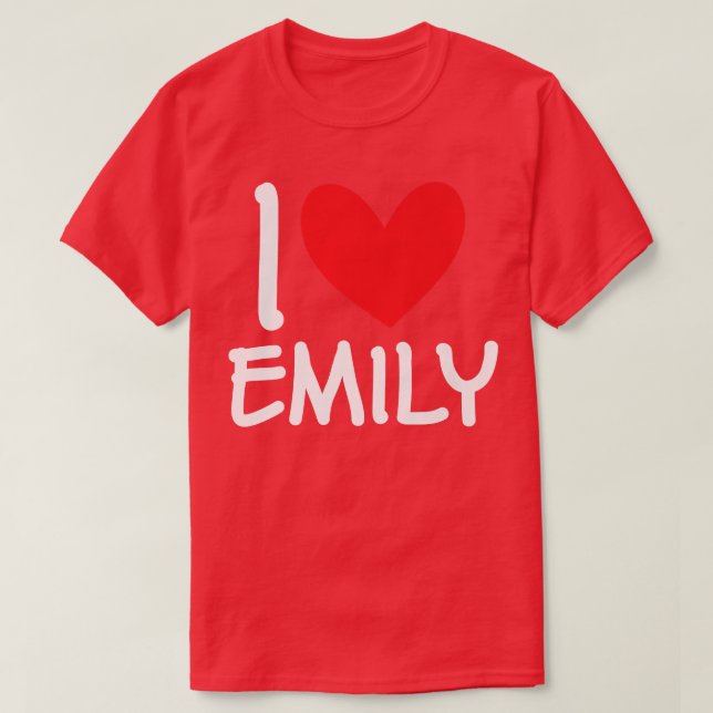 T-shirt I Love Emily Nom Fille Personnalisée Femme Bff Fri (Design devant)