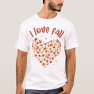 T-shirt I Love Fall. Heart W Leaves