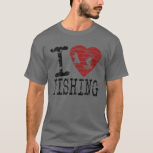T-shirt I Love Fishing, Awesome Fish Heart Graphic Fishing