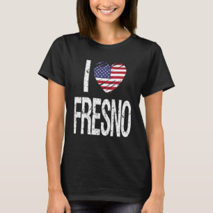 T-shirt I Love Fresno Avec Drapeau Américain