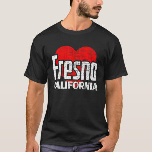 T-shirt I Love Fresno California Retro Big Heart Fresno Va