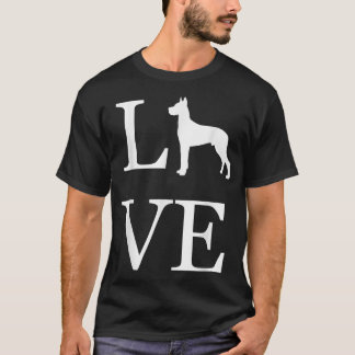T-shirt I Love Great Dane Dog Lover White Graphic Design P