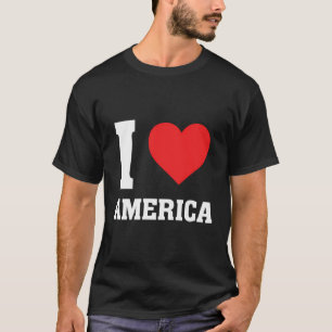 T-shirt I Love Heart America - Fier American - Rouge Blanc
