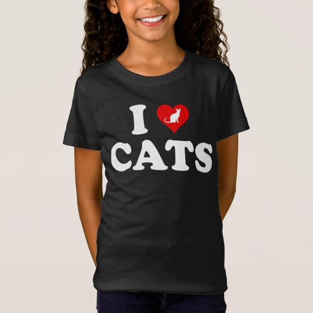 T-Shirt I Love (Heart) Cats (Devant)