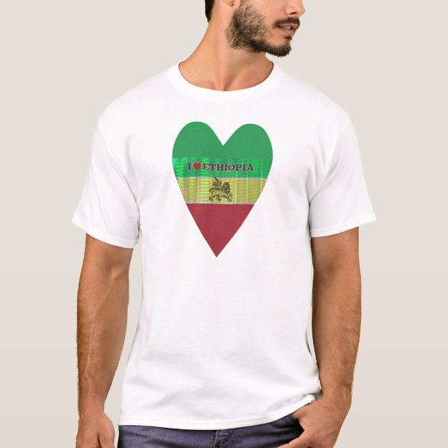 T-shirt I Love Heart Ethiopie : Drapeau Art Motif (Devant)