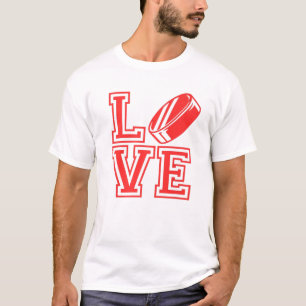 T-shirt I Love Hockey Valentines Day Ice Winter Sport Funn