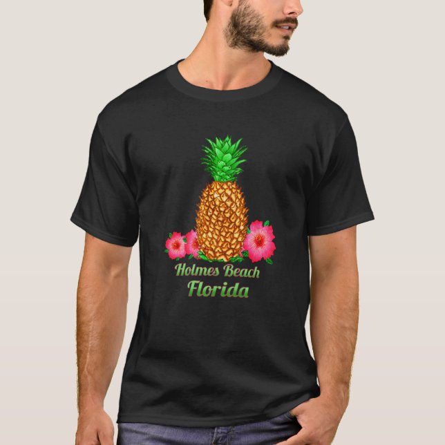 T-shirt I Love Holmes Beach Florida Fl Pineapple Floral (Devant)