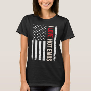T-shirt I Love Hot Emos American USA Drapeau