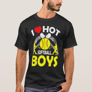 T-shirt I Love Hot Softball Boys Fête des pères