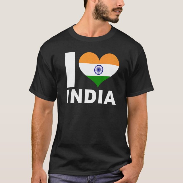 T-shirt I Love India Heart Flag Inde (Devant)