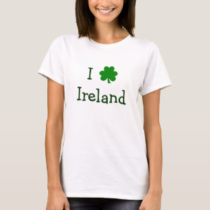 T-shirt I Love Ireland Green Shamrock St Pats Day