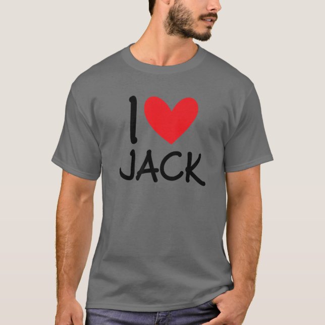 T-shirt I Love Jack Nom Hommes Personnalisés Guy BFF Ami H (Devant)