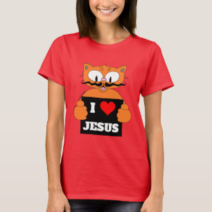 T-shirt "I Love Jesus" Caricature Chat Señor Gato Christi