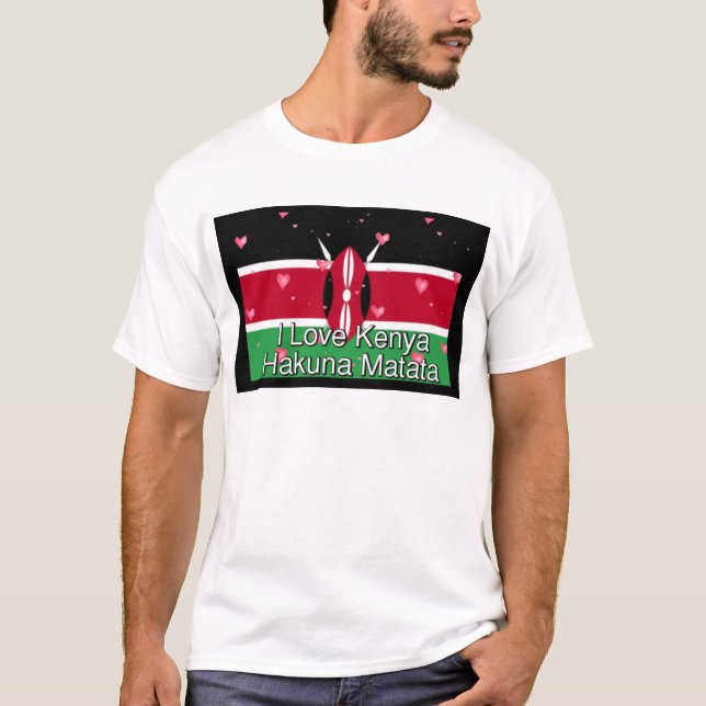 T-shirt I Love Kenya et "Hakuna Matata" Art Print (Devant)