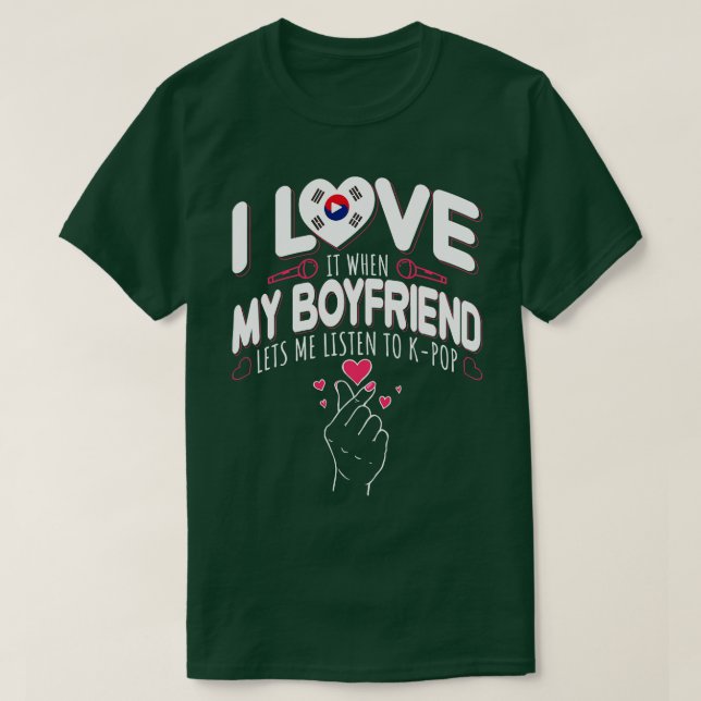 T-shirt I Love Kpop coréen Coeur Kdrama KPop (Design devant)