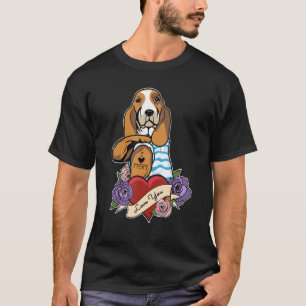 T-shirt I Love Maman Tattoo Design I Funny Basset Hound Ma