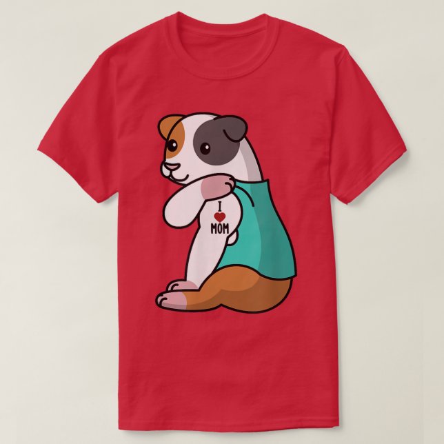 T-shirt I Love Maman Tattoo Guinée Cochon Mère Animal T-Sh (Design devant)
