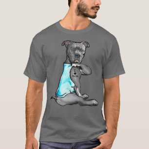 T-shirt I Love Maman Tattoo Pitbull Amoureux des chiens Fe