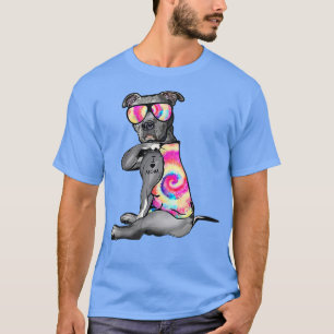 T-shirt I Love Maman Tattoo Pitbull Tie Dye Bandana Chien 