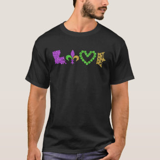 T-shirt I LOVE Mardi Gras Fleur De Lys Symbol Men Women