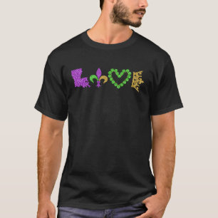 T-shirt I LOVE Mardi Gras Fleur De Lys Symbole Hommes Femm