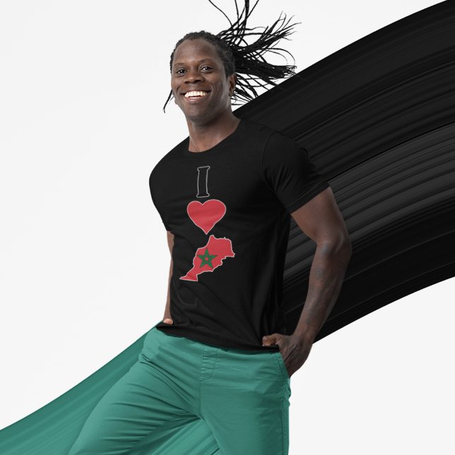T-shirt I Love Maroc Coeur Vertical Marocain Drapeau Carte (Créateur téléchargé)