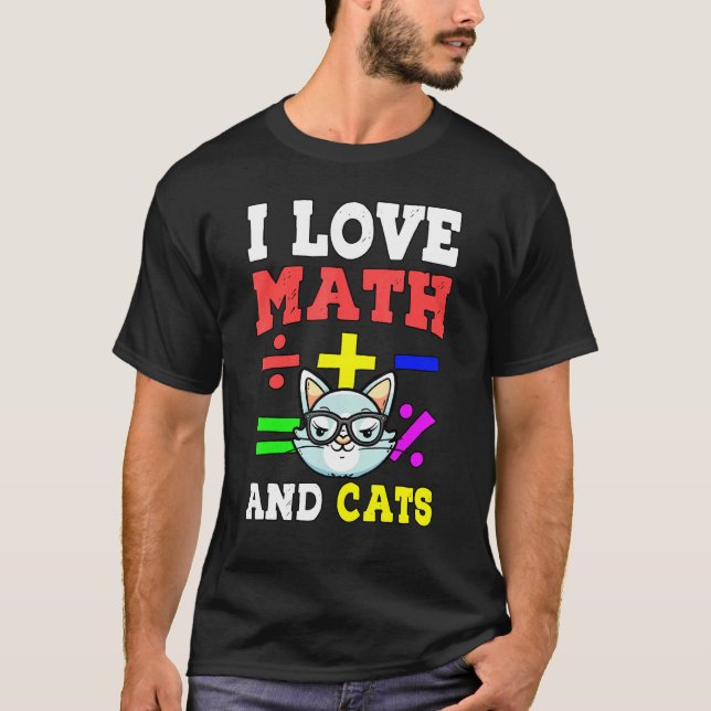 T-shirt I Love Math Et Chats Mathématiques Enseignant Alge (Devant)