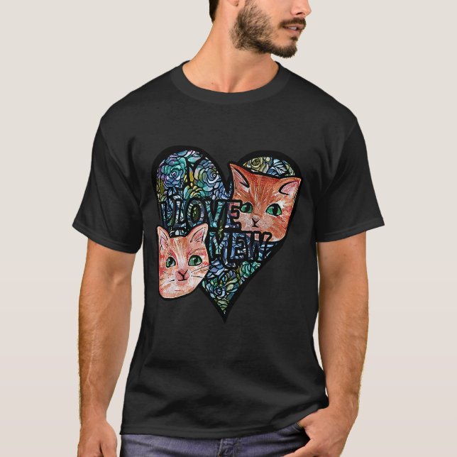 T-shirt I Love Mew orange cats (Devant)