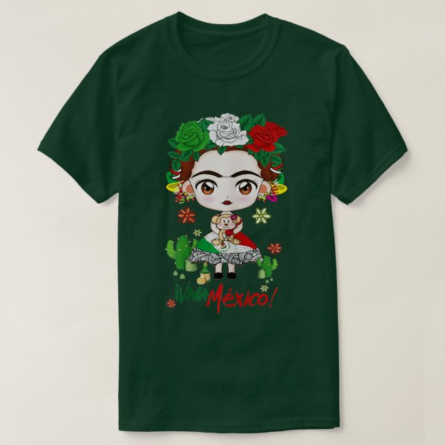 T-shirt I Love Mexico Viva Mexique Chemise frida mexicaine (Design devant)