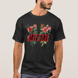 T-shirt I Love Miami Cool Floral Miami Beach Illustration