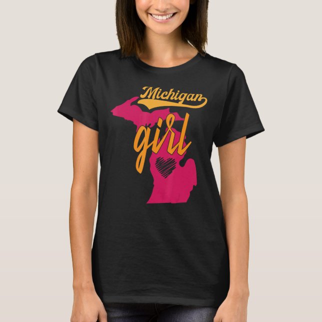 T-shirt I Love Michigan Accueil Michigan Girl Michigan Dis (Devant)